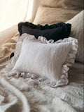 Custom Linen Pillow Cover with All Side Ruffled- Linen Pillow Shams with long ruffle on one side- Linen Cushion Cover with Envelope Closure