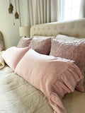 Linen Ruffled Pillow Shams, Pink Ruffled Pillowcase, Custom Pillowcases, Ruffled Decorative Pillow Cover - Mothers Day Gift for Her