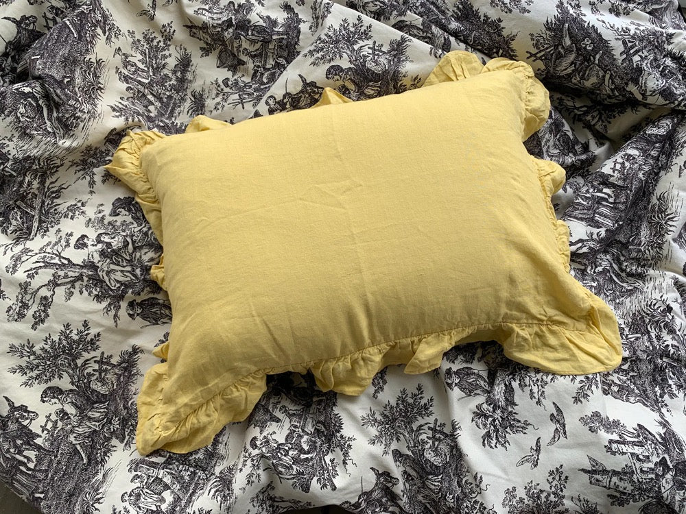 RUFFLED PILLOW CASES | Custom-Sized Shams All-Sided Ruffled Linen Pillow Cover Shabby Chic Pillow Shams, Mothers Day Gift for Her