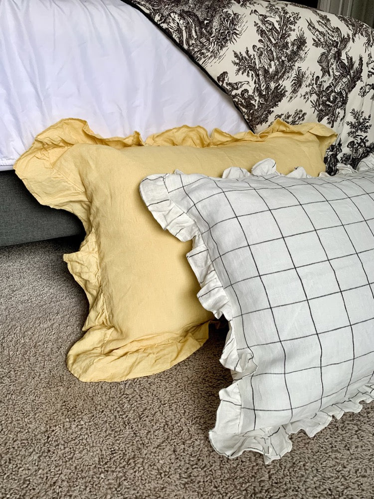 RUFFLED PILLOW CASES | Custom-Sized Shams All-Sided Ruffled Linen Pillow Cover Shabby Chic Pillow Shams, Mothers Day Gift for Her