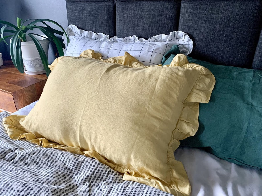 RUFFLED PILLOW CASES | Custom-Sized Shams All-Sided Ruffled Linen Pillow Cover Shabby Chic Pillow Shams, Mothers Day Gift for Her