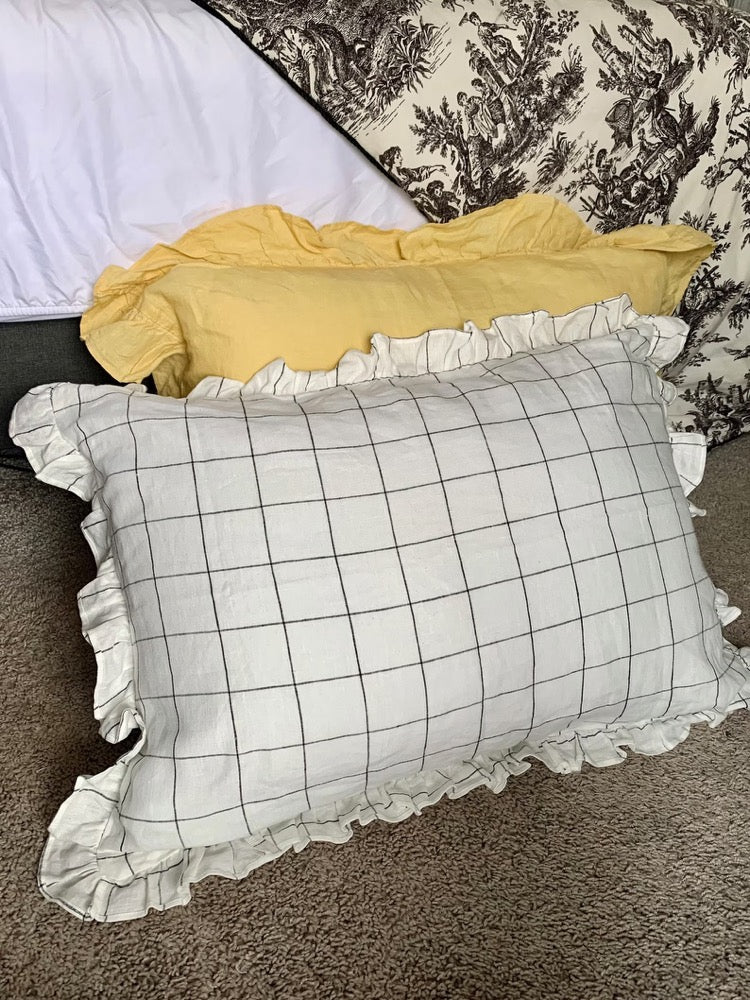 RUFFLED PILLOW CASES | Custom-Sized Shams All-Sided Ruffled Linen Pillow Cover Shabby Chic Pillow Shams, Mothers Day Gift for Her